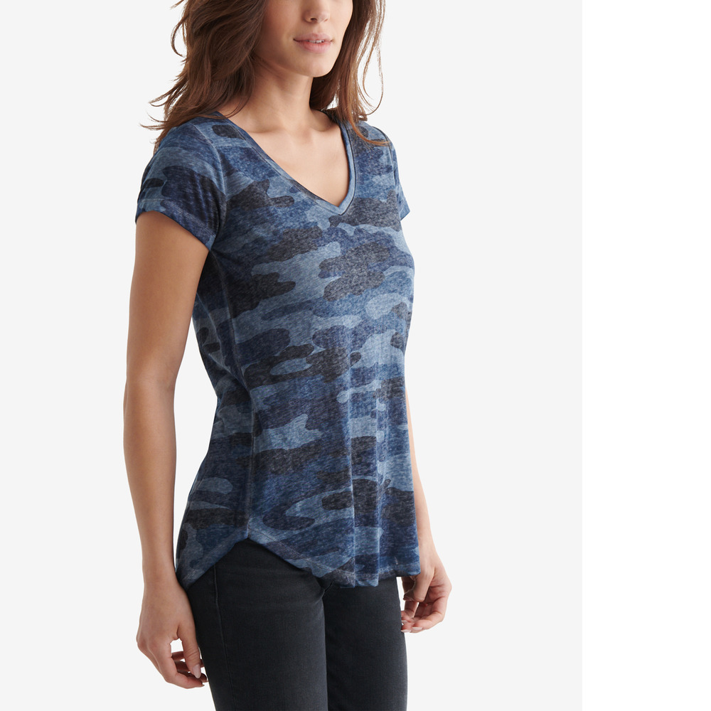 Lucky Brand V-Neck Camo Tee - Blue Multi - Picture 3 of 4